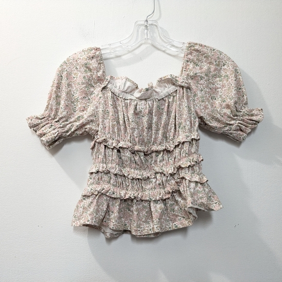 Polo Ralph Lauren Floral Print Ruffle Top Puff Sleeves, Girls 12 - Picture 5 of 10